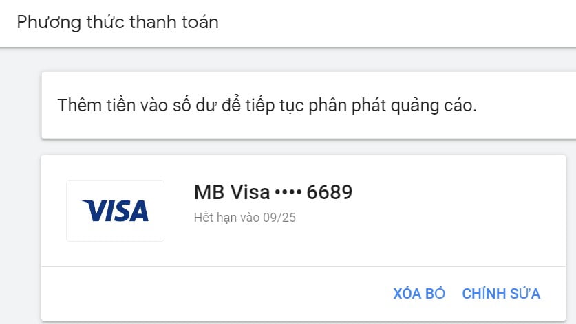 Đăng ký thanh toán thành công google ads