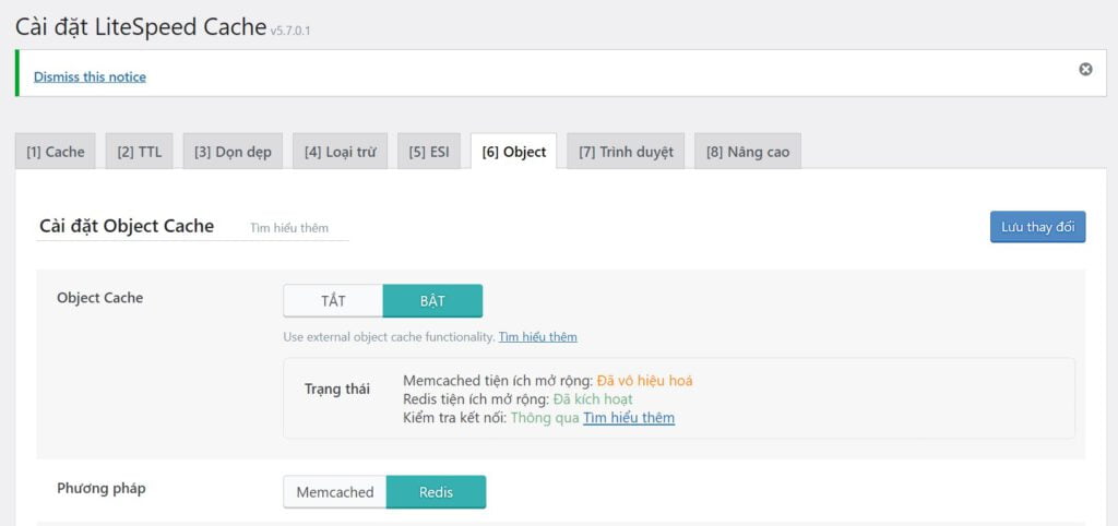 Cài đặt Object Cache cho website