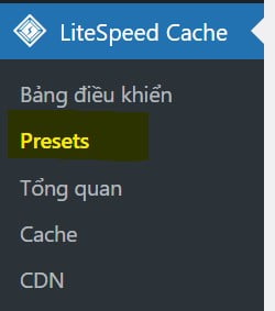 Vào Presets để cài đặt nhanh