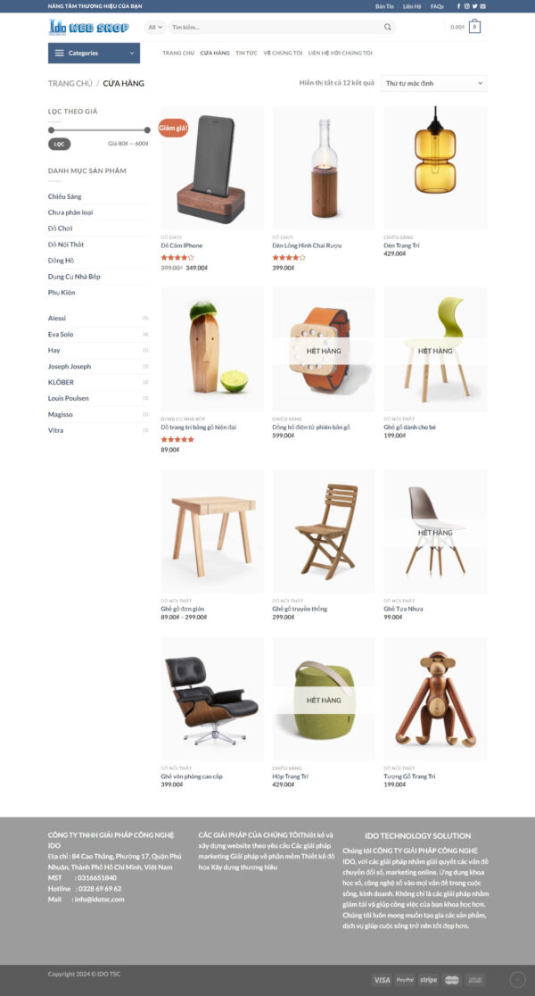 Website store selling furniture