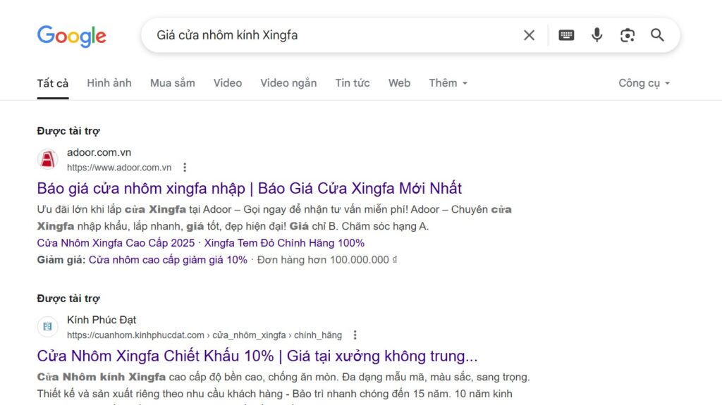 Quảng cáo cửa nhôm kính