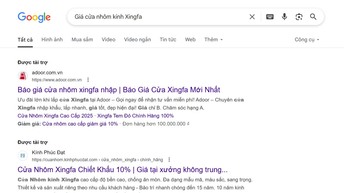 Quảng cáo cửa nhôm kính